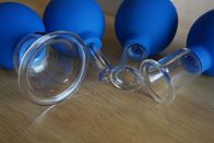 De blauwe 4 PCs-Glas Vacuüm het Tot een kom vormen Vastgestelde de Brand van Therapiekoppen het Tot een kom vormen Uitrustingen Chinese Traditionele Massage vermindert Fijne Lijnen